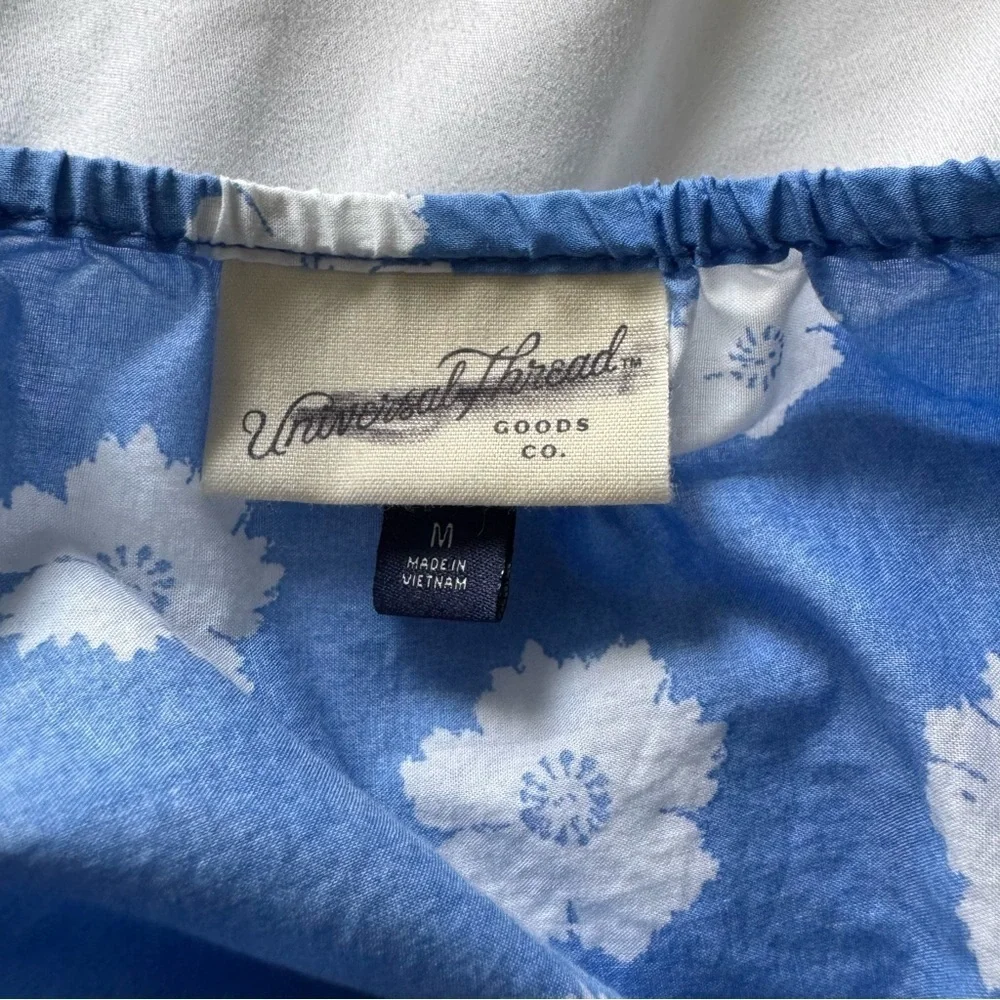 Universal Thread Cinched Waist Blue Floral Sun Dress Size Medium
